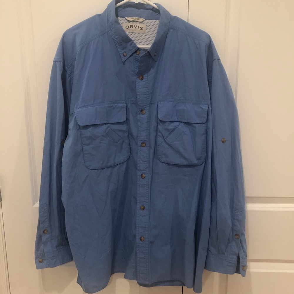 EUC Orvis Blue Long Sleeve Fly Fishing Shirt-XXL